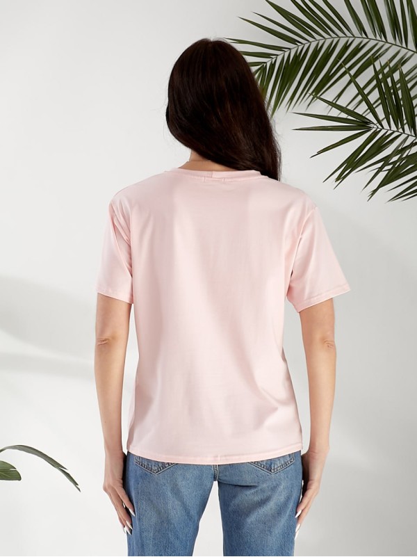 Базова жіноча футболка з малюнком рожевого кольору 32525