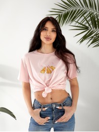 Базова жіноча футболка з малюнком рожевого кольору 32525