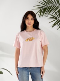 Базова жіноча футболка з малюнком рожевого кольору 32525