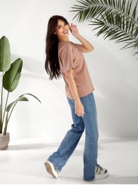 Базова жіноча футболка з малюнком кавового кольору 32526