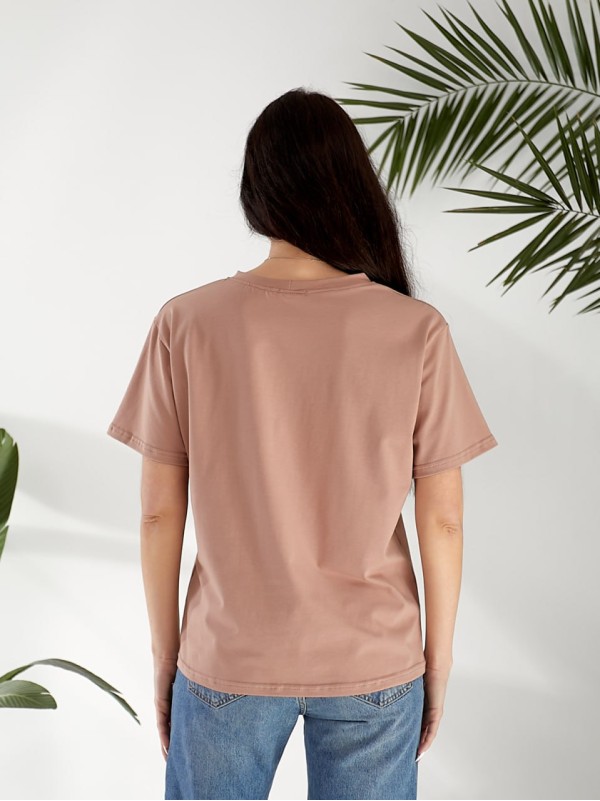 Базова жіноча футболка з малюнком кавового кольору 32526
