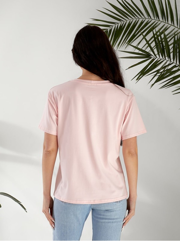 Базова жіноча футболка з написом рожевого кольору 32528