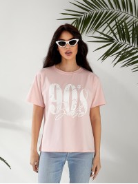 Базова жіноча футболка з написом рожевого кольору 32528