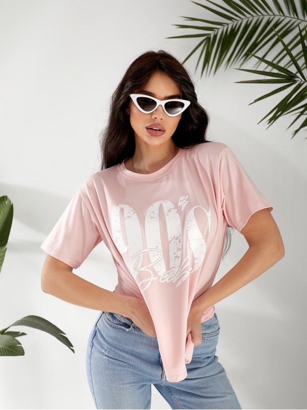 Базова жіноча футболка з написом рожевого кольору 32528