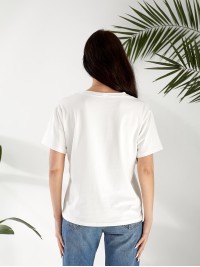 Базова жіноча футболка з написом бiлого кольору 32530