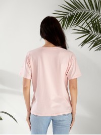 Базова жіноча футболка з малюнком рожевого кольору 32545
