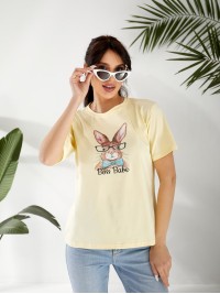 Базова жіноча футболка з малюнком жовтого кольору 32548
