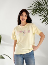 Жіноча футболка з малюнком жовтого кольору 32549
