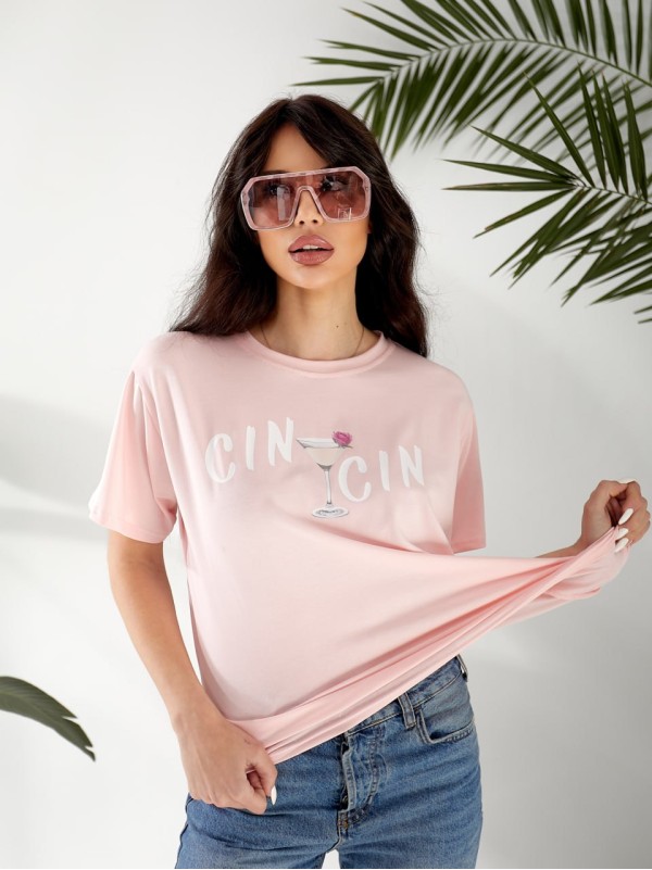 Жіноча футболка з малюнком рожевого кольору 32550