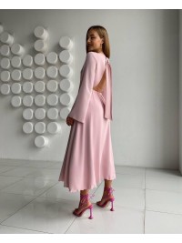 Легка сукня міді з відкритою спинкою рожевого кольору 32561