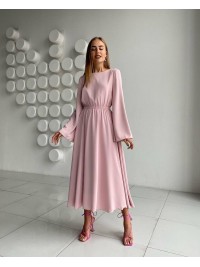 Легка сукня міді з відкритою спинкою рожевого кольору 32561