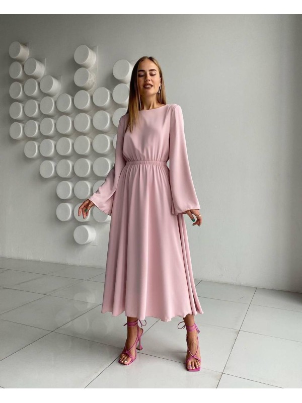 Легка сукня міді з відкритою спинкою рожевого кольору 32561