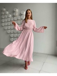 Легка сукня міді з відкритою спинкою рожевого кольору 32561