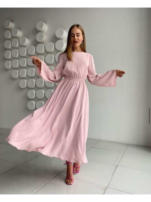 Легка сукня міді з відкритою спинкою рожевого кольору 32561