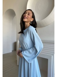 Легка сукня міді з відкритою спинкою блакитного кольору 32562