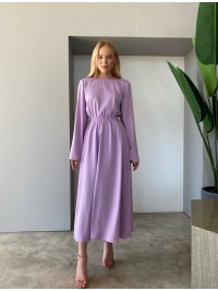 Легка сукня міді з відкритою спинкою лавандового кольору 32563