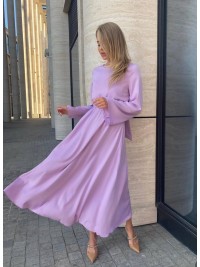 Легка сукня міді з відкритою спинкою лавандового кольору 32563