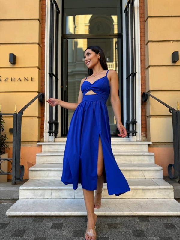 Легка сукня на бретельках синього кольору 32595