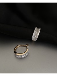 Сережки прогин з камінцями англійський замок золотого кольору 32597