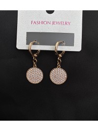 Сережки з камінчиками круглий замок золотого кольору 32598