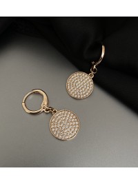 Сережки з камінчиками круглий замок золотого кольору 32598