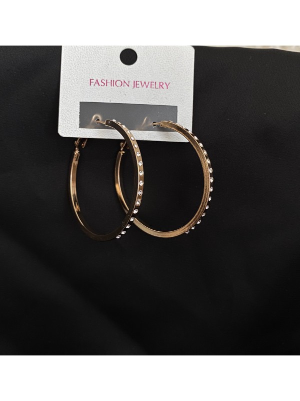 Сережки Кільця з камінням золотого кольору 32599