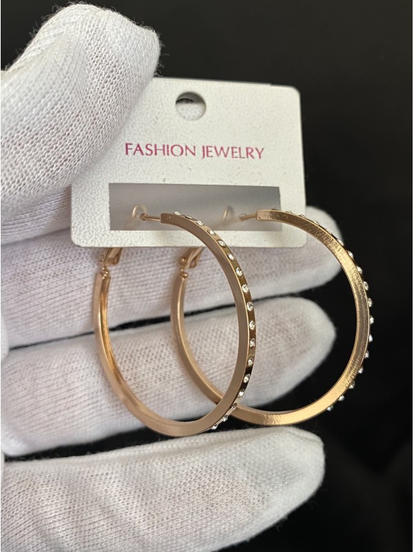 Сережки Кільця з камінням золотого кольору 32599