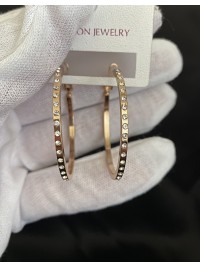 Сережки Кільця з камінням золотого кольору 32599