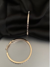 Сережки Кільця з камінням золотого кольору 32599