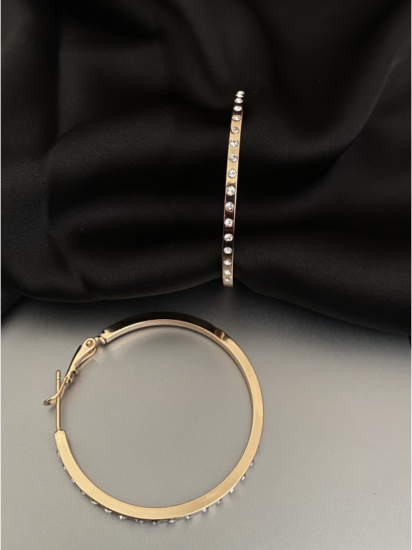 Сережки Кільця з камінням золотого кольору 32599