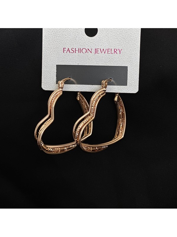 Сережки Великі Серця англійський замок золотого кольору 32600