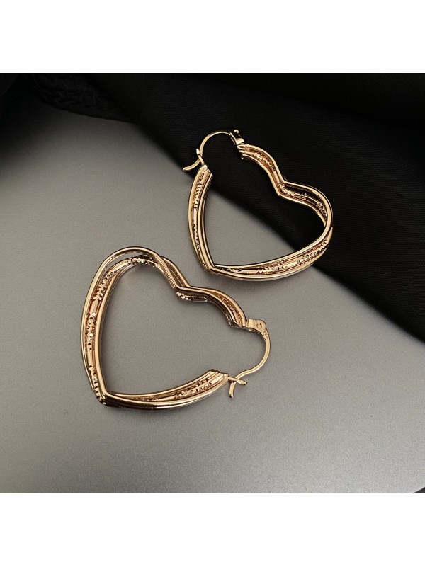 Сережки Великі Серця англійський замок золотого кольору 32600