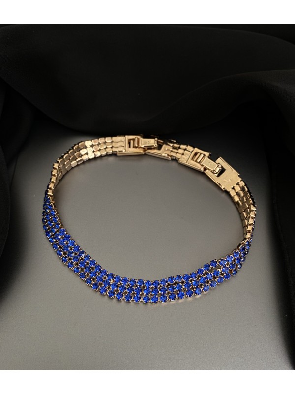 Золотий браслет з синім камінням замок пряжка 32601