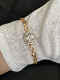 Браслет з великим каменем золотого кольору замок пряжка 32602