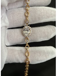 Браслет з великим каменем золотого кольору замок пряжка 32602