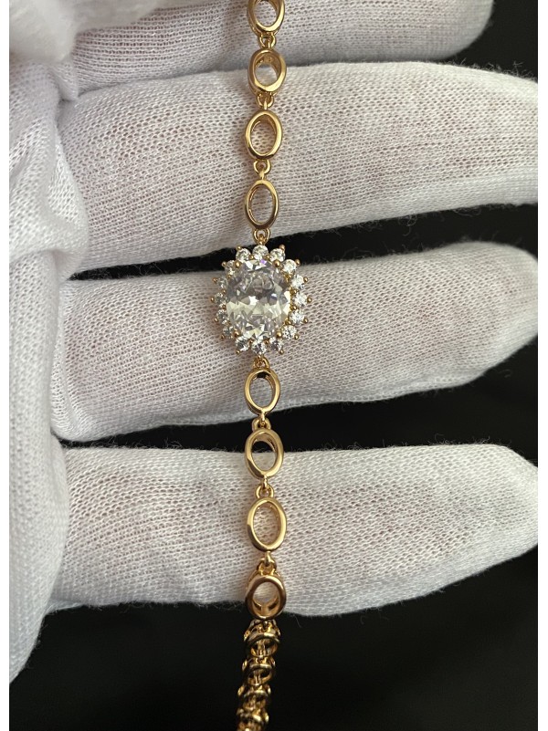 Браслет з великим каменем золотого кольору замок пряжка 32602