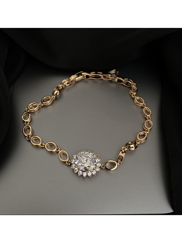 Браслет з великим каменем золотого кольору замок пряжка 32602