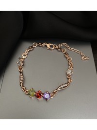 Браслет з камінчиками золотого кольору замок карабін 32604