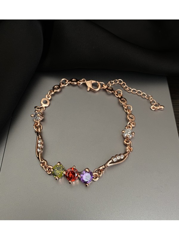 Браслет з камінчиками золотого кольору замок карабін 32604