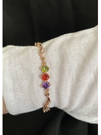 Браслет з камінчиками золотого кольору замок карабін 32604