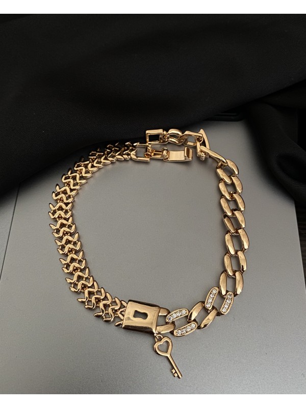 Браслет Ключик золотого кольору пряжка замок 32605