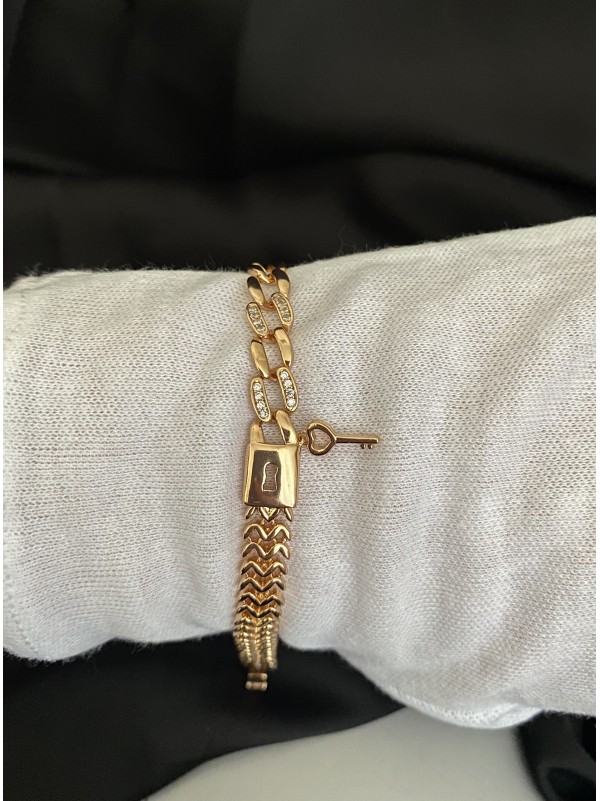 Браслет Ключик золотого кольору пряжка замок 32605