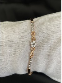 Браслет Квіточка з камінчиками золотого кольору замок пряжка 32606