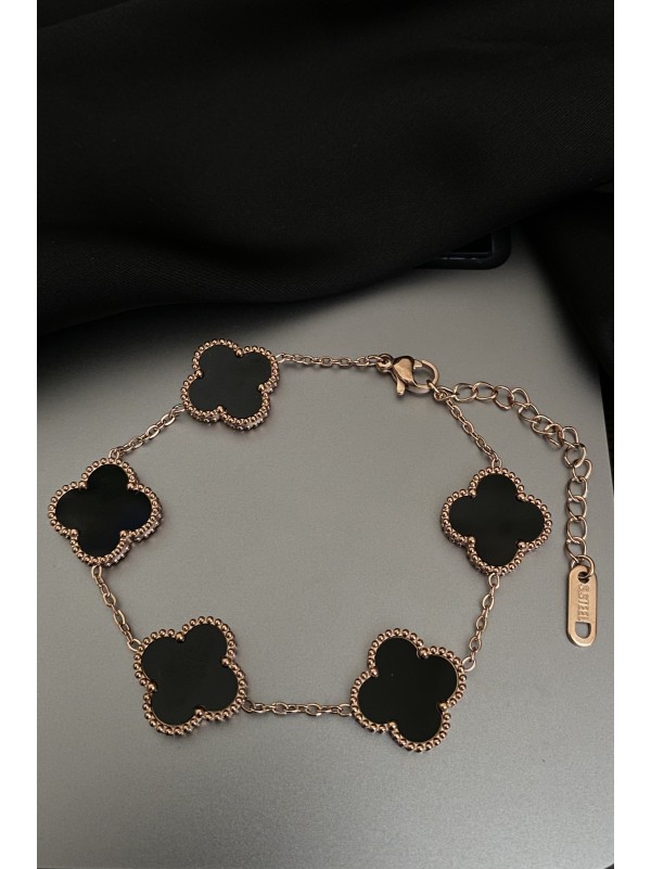 Браслет Конюшина золотого кольору замок карабін 32607