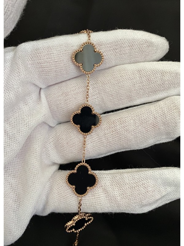 Браслет Конюшина золотого кольору замок карабін 32607