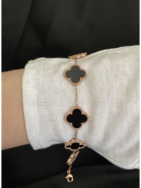 Браслет Конюшина золотого кольору замок карабін 32607