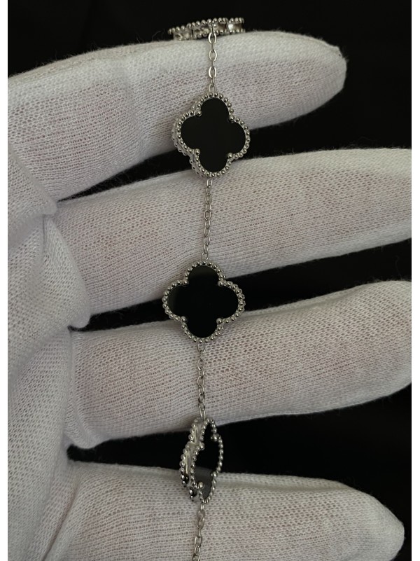 Браслет Конюшина срібного кольору замок карабін 32608