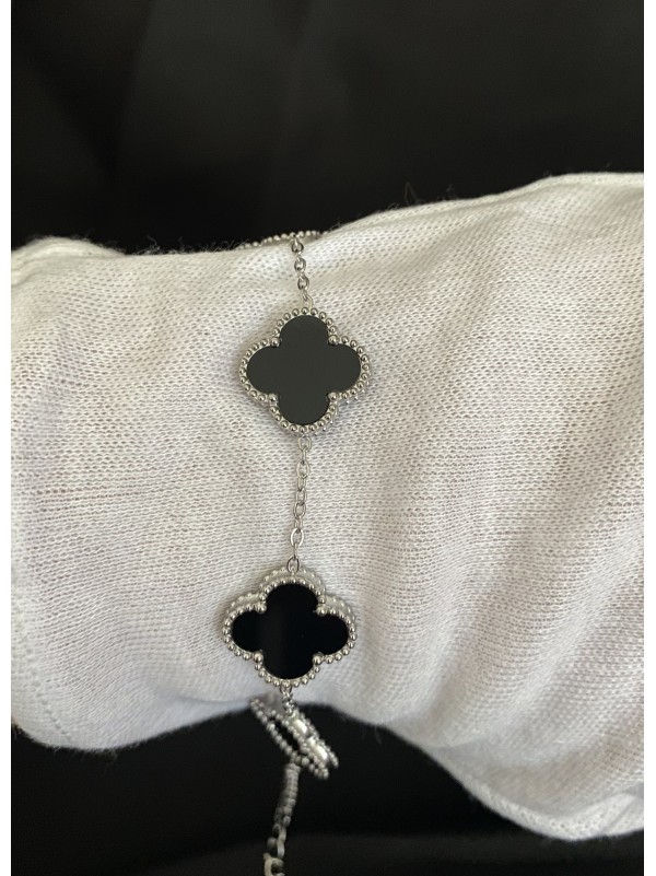 Браслет Конюшина срібного кольору замок карабін 32608