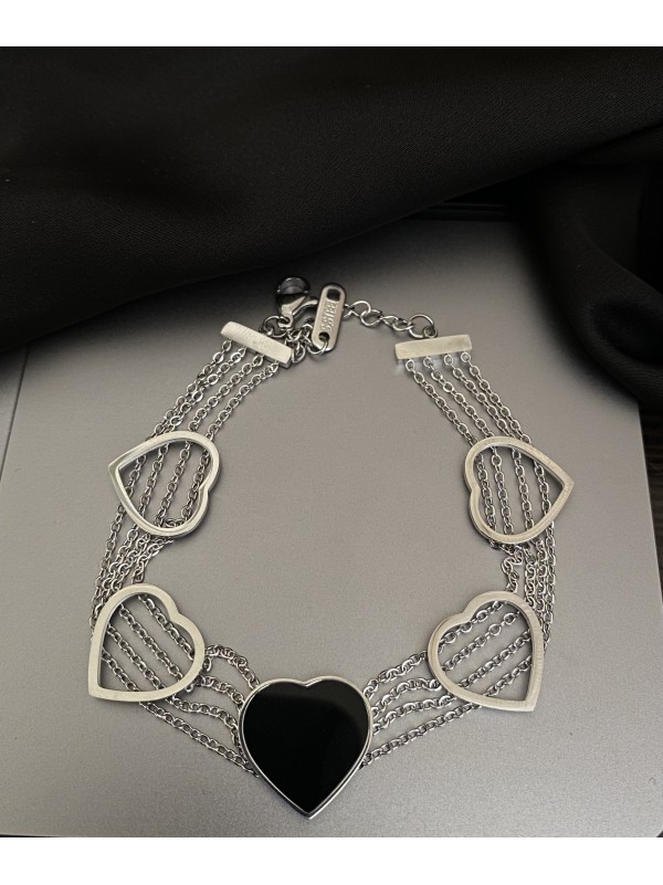 Браслет Серця срібного кольору замок карабін 32609