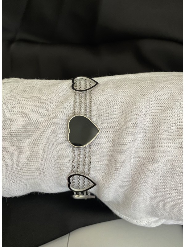 Браслет Серця срібного кольору замок карабін 32609